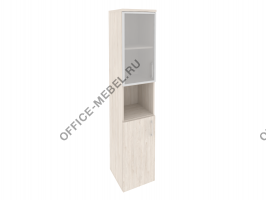 Шкаф высокий узкий лев/прав (1 низкий фасад ЛДСП + 1 низкий фасад стекло в раме) O.SU-1.4R(L)/(R) на Office-mebel.ru