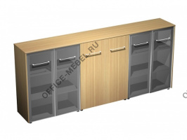 Шкаф комбинированный средний(стекло - закрытый - стекло) МЕ 339 на Office-mebel.ru