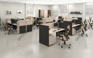 Тандем - Офисная мебель для персонала серого цвета из материала МДФ серого цвета из материала МДФ на Office-mebel.ru
