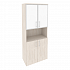 Шкаф высокий широкий (2 низких фасада ЛДСП + 2 низких фасада стекло лакобель в раме) O.ST-1.4R white на Office-mebel.ru 1