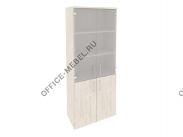Шкаф высокий широкий (2 низких фасада ЛДСП + 2 средних фасада стекло) O.ST-1.2 на Office-mebel.ru