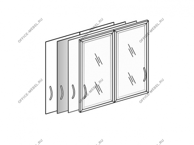 Двери стекло матов. в проф. низкие к шкафу х43, х22, х23 (компл. 2 шт.) 132.01-2 на Office-mebel.ru