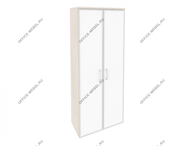 Шкаф высокий широкий (2 высоких фасада стекло лакобель в раме) O.ST-1.10R white на Office-mebel.ru