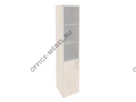 Шкаф высокий узкий левый/правый (1 низкий фасад ЛДСП + 1 средний фасад стекло в раме) O.SU-1.2R(L)/(R) на Office-mebel.ru