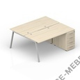 Составной стол на 2 рабочих места с приставными тумбами 4 ящика AR2TPS148N072 на Office-mebel.ru
