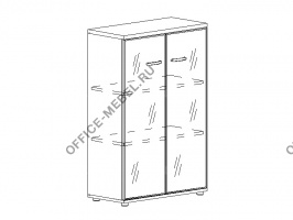Шкаф средний со стеклом в алюминиевой рамке А4 9367 БП на Office-mebel.ru