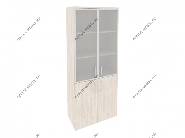 Шкаф высокий широкий (2 низких фасада ЛДСП + 2 средних фасада стекло в раме) O.ST-1.2R на Office-mebel.ru